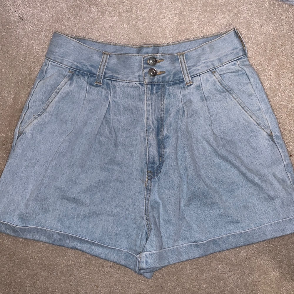 Forever 21 pleated cuff denim shorts